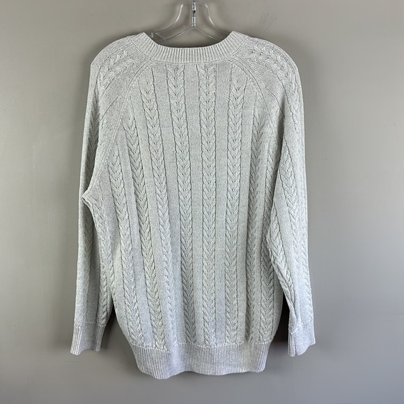 Athleta Womens Crossroads Crew Sweater Cable Knit Metallic M Merino Wool Blend - Picture 3 of 11